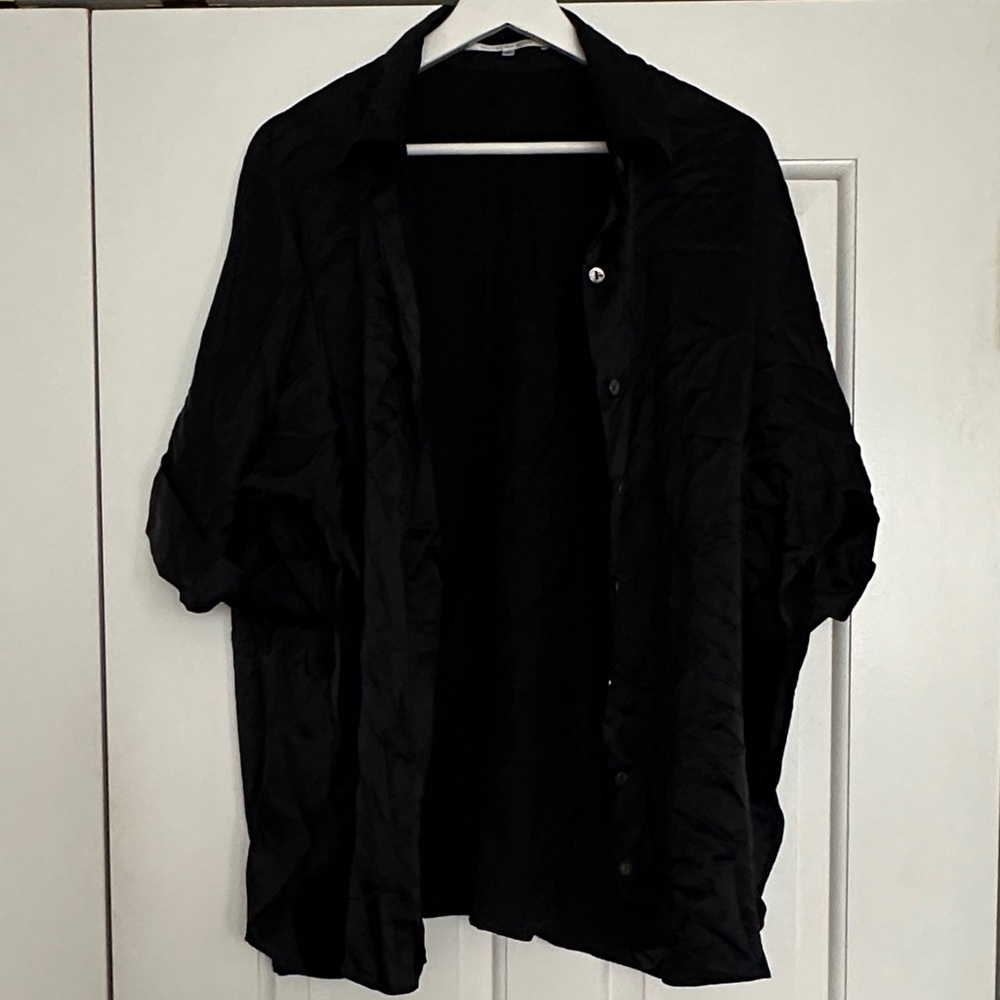 Valentina Kova Black Silk Button Up Blouse  M L